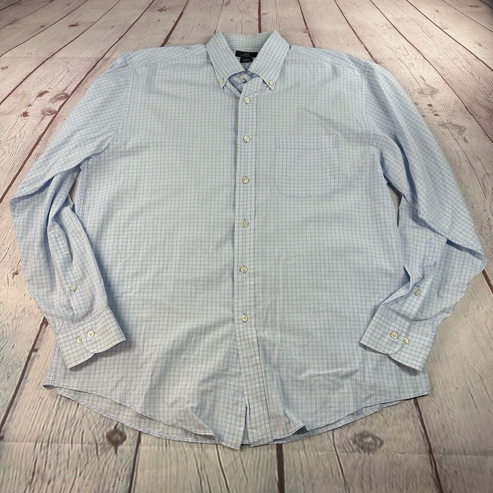 Brooks Brothers 346 Button Down Blue Shirt Men's Large Checks